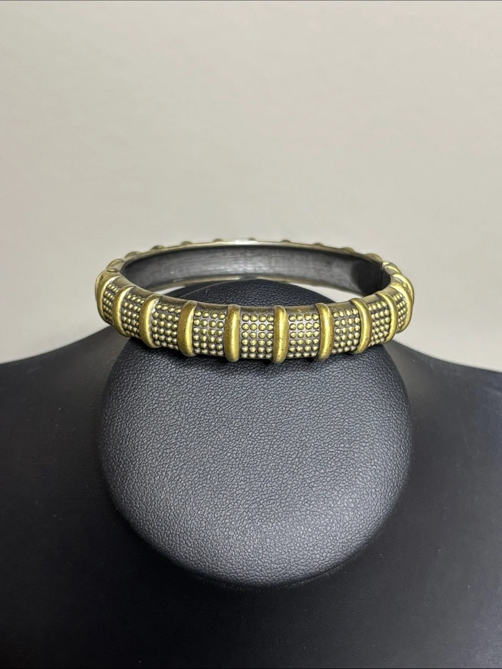 Vintage Cookie Lee Gold-Tone Textured Dome Bangle Clamper Bracelet Jewelry